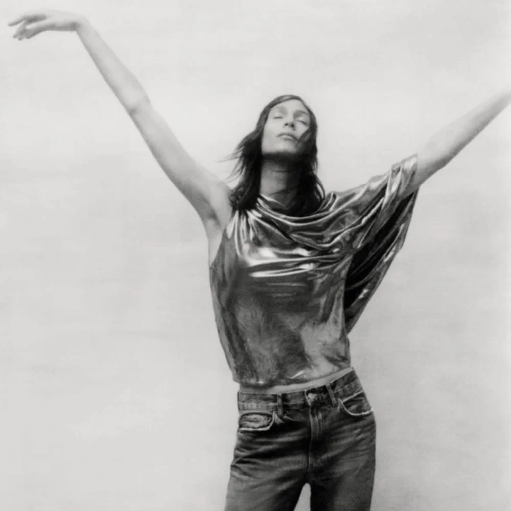 ZARA ASYMMETRIC SILVER METALLIC TOP XS/NWT - Picture 4 of 14